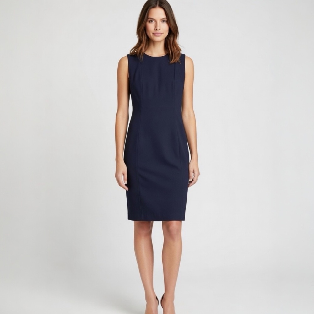 Liverpool Los Angeles Sheath Dress Womens 10 Blue Sleeveless Back Zipper Stretch